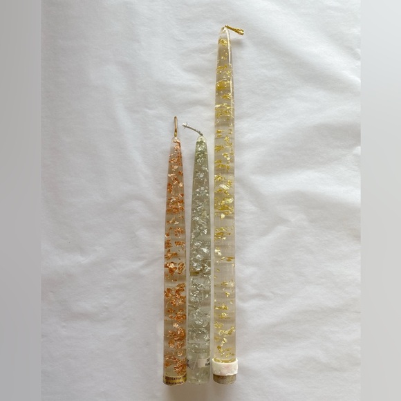 Hempstead Creations Other - Vintage Lucite Candles with Gold, Copper and Silver Flecks